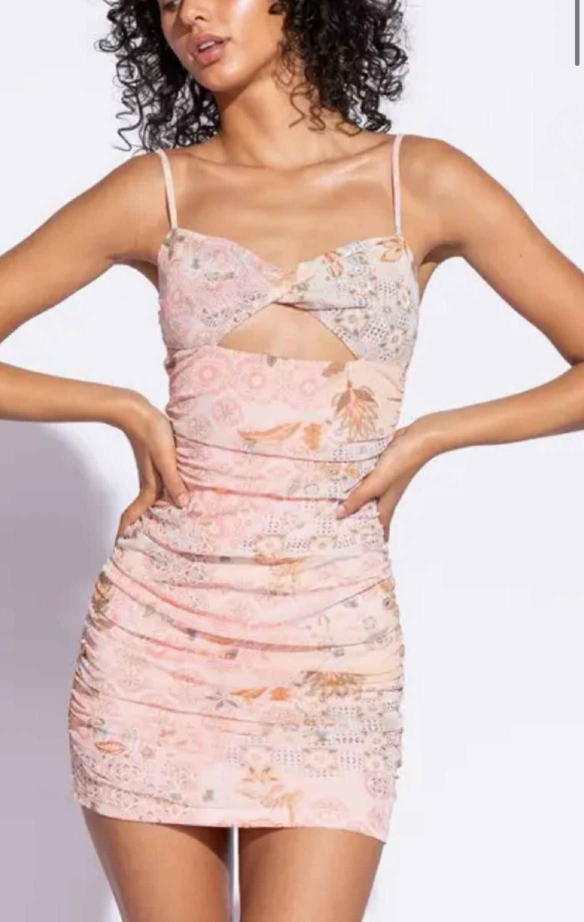 Wild Flowers Twist Front Cutout Mini Dress Pink With Envy Boutique Wild Flowers Twist Front Cutout Mini Dress Pink With Envy Boutique
