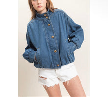 Load image into Gallery viewer, Nikki Denim Bomber Jacket
