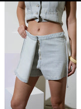 Load image into Gallery viewer, Pinstripe Denim Jean Skort
