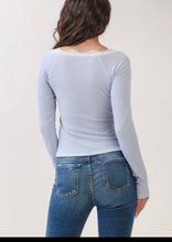 Load image into Gallery viewer, Lace Trim Ribbed Long Sleeve Henley
