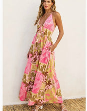 Load image into Gallery viewer, Summer Nights Tropical Print Maxi  Dress
