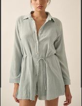 Load image into Gallery viewer, Mena Belted Long Sleeve Shirt Romper
