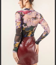 Load image into Gallery viewer, Sheer Beauty Floral Mesh Long Sleeve Sheer Bodysuit
