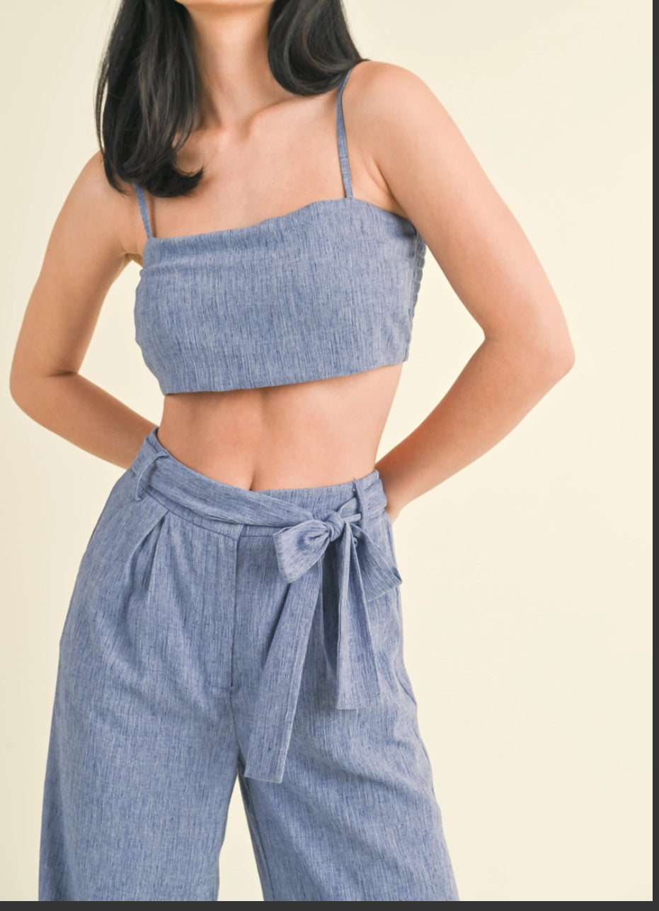 Brittany Denim Crop Tank Top