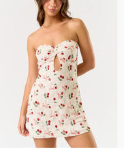 Load image into Gallery viewer, So Sweet Cherry Bow Tie Print Mini Dress
