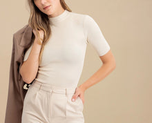 Load image into Gallery viewer, Beth Mock Neck Short Sleeve Knit Top

