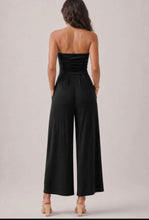 Load image into Gallery viewer, Dana Strapless Ruched Palazzo Jumpsuit Available In Brown And Black
