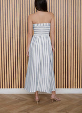 Load image into Gallery viewer, Coastal Chic Stripe Strapless Midi Dress

