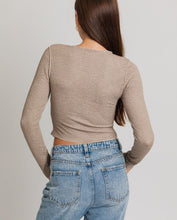 Load image into Gallery viewer, Fine Details Long Sleeve Split Front Crop Top
