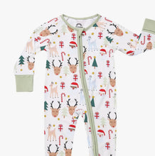 Load image into Gallery viewer, Little Santa and Friends Convertible Footie Pajams
