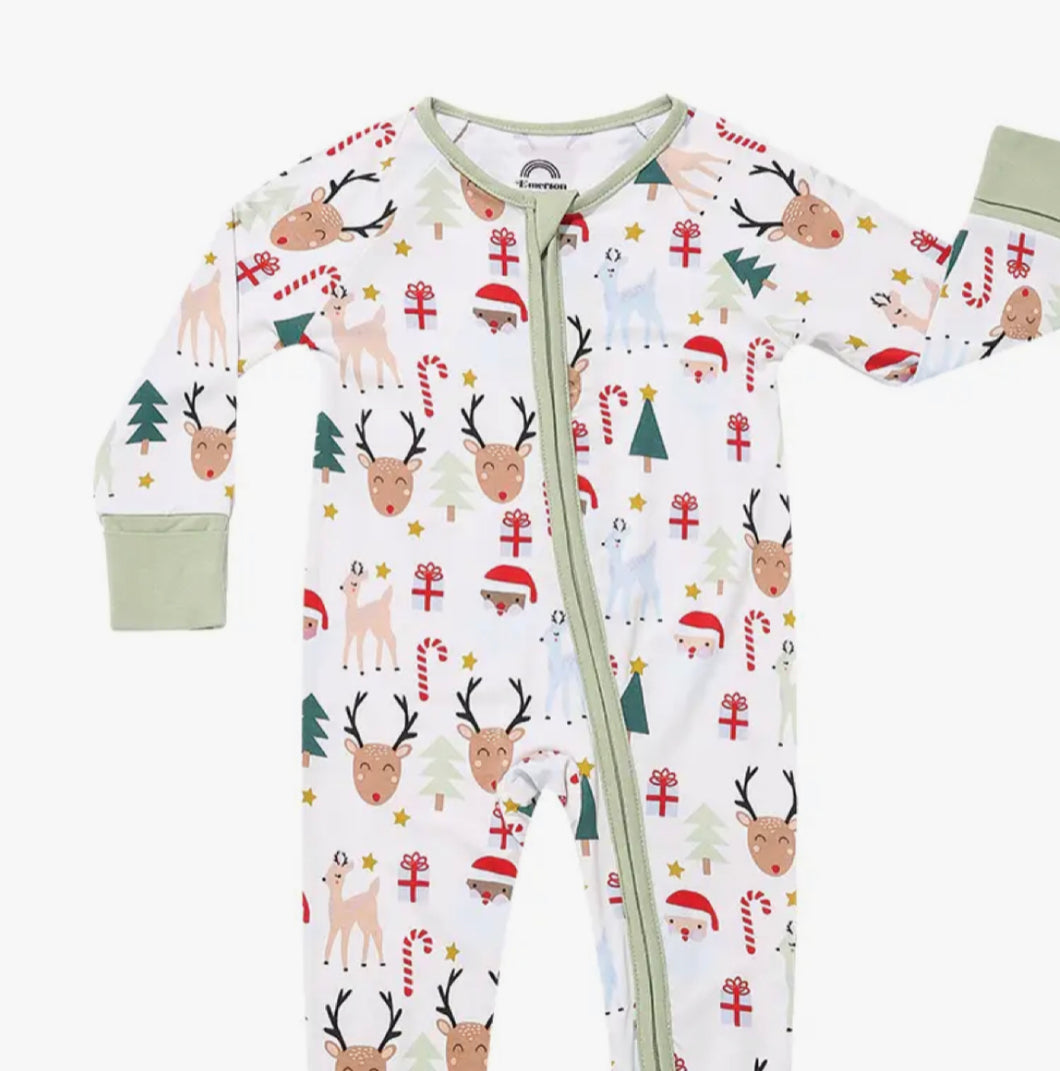 Little Santa and Friends Convertible Footie Pajams