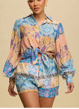 Load image into Gallery viewer, Bethenny Long Sleeve Shirt And Shorts Two Piece Set
