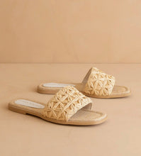 Load image into Gallery viewer, Natasha Raffia Natural Slide Sandals
