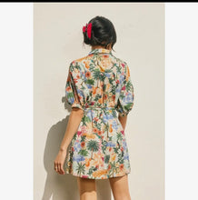 Load image into Gallery viewer, Tropical Crush Puff Sleeve Mini Shirt Dress
