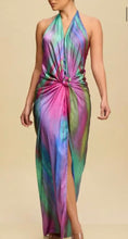 Load image into Gallery viewer, Daydreamer Water Color Front Knot Halter Maxi

