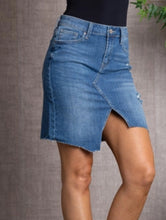 Load image into Gallery viewer, Asymmetrical Hem Denim Jean Skirt
