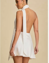 Load image into Gallery viewer, White Wedding Satin Drape Cowl Neck Mini Dress
