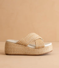 Load image into Gallery viewer, Resort Raffia Platform Double Strap Sandals
