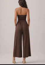 Load image into Gallery viewer, Dana Strapless Ruched Palazzo Jumpsuit Available In Brown And Black
