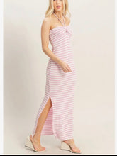 Load image into Gallery viewer, Ashley Striped Body Con Twist Halter Maxi
