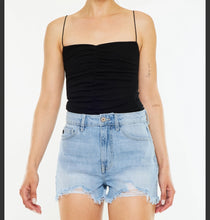 Load image into Gallery viewer, High Rise Mom Style Frayed Denim Jean Shorts Available In Medium Or Light Wash
