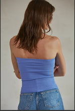 Load image into Gallery viewer, Blue Sweetheart Neckline Seamless Ribbed Tube Top
