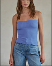 Load image into Gallery viewer, Blue Sweetheart Neckline Seamless Ribbed Tube Top
