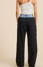 Load image into Gallery viewer, Denim Waist Navy Trouser Pants
