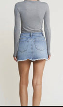 Load image into Gallery viewer, Denim Raw Hem Mini Jean Skirt
