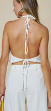 Load image into Gallery viewer, Shelly Cropped Halter With Seashell Trim
