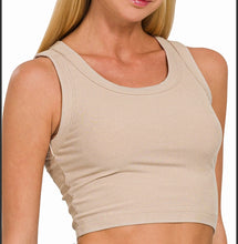 Load image into Gallery viewer, Ribbed Crop Tank Top Available In White or Light Tan Mocha
