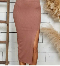 Load image into Gallery viewer, Up To There Ribbed Midi Skirt
