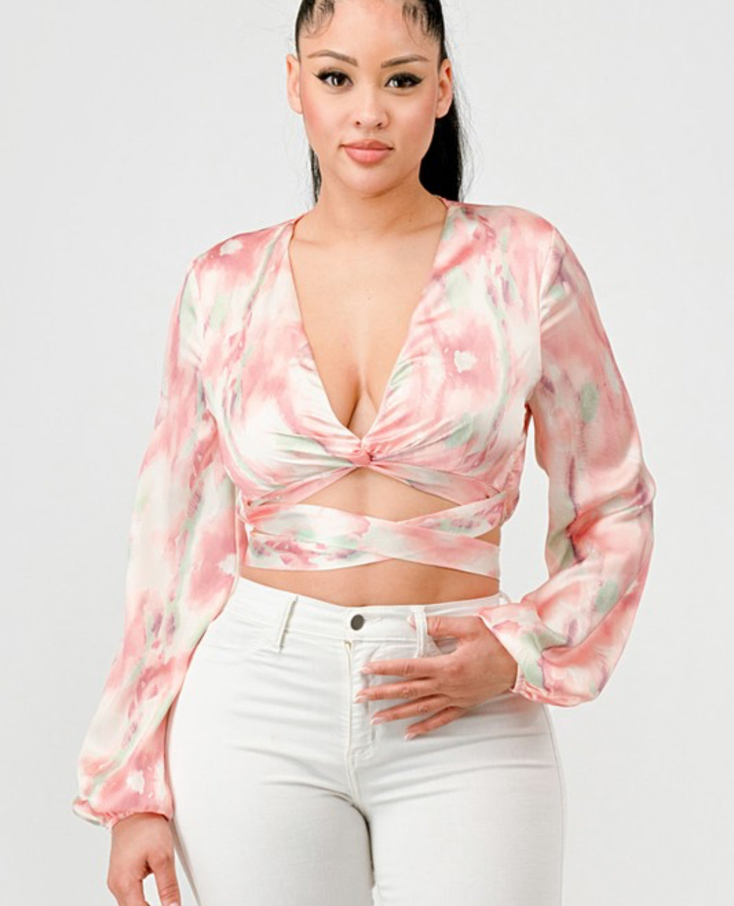 Marli Deep V Crop Blouse