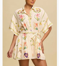 Load image into Gallery viewer, Flower Garden Short Sleeve Belted Shirt Romper
