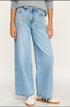 Load image into Gallery viewer, High Rise Wide Leg Self Tie Denim Jeans
