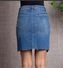 Load image into Gallery viewer, Asymmetrical Hem Denim Jean Skirt
