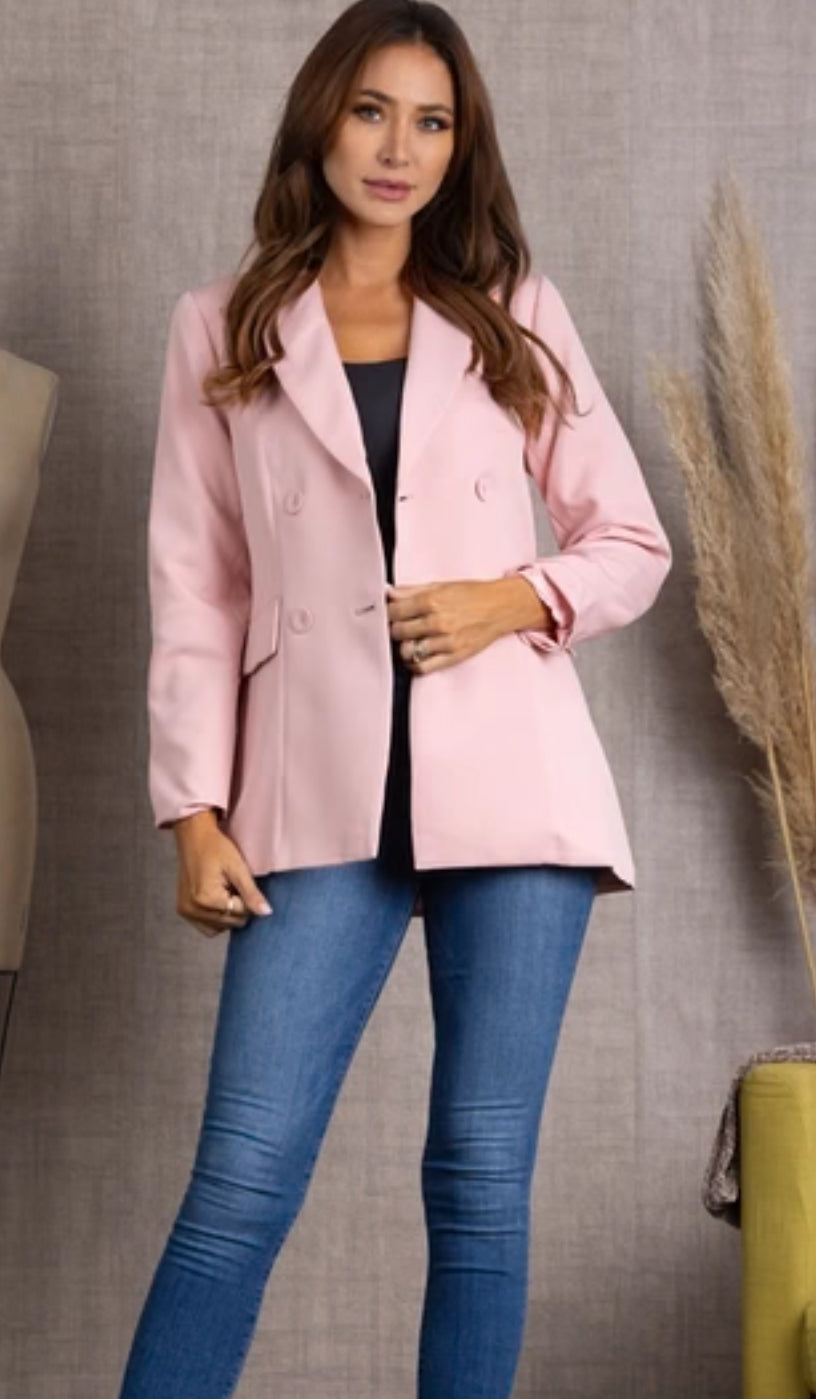 Sweet Thing Pink Double Breast Blazer