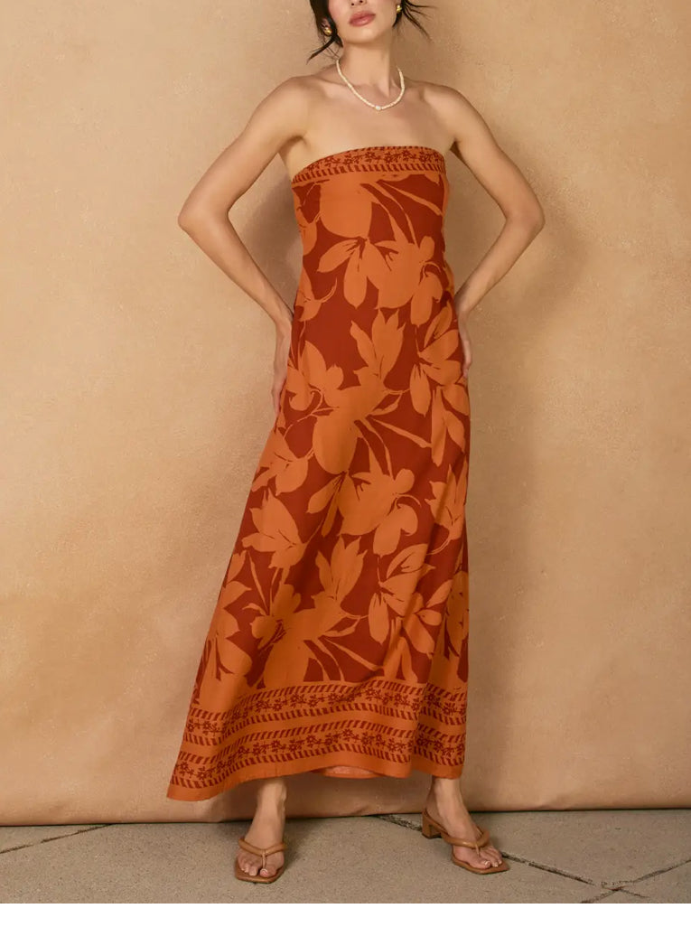 Melina Strapless Tie Back Maxi Dress