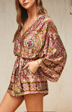 Load image into Gallery viewer, Good As Gold Paisley Print Kimono Romper
