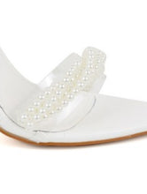 Load image into Gallery viewer, Clear Strap White Pearl Heels
