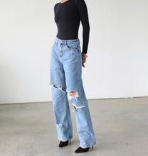 Load image into Gallery viewer, Everly Distressed Wide Leg  Denim Jeans
