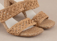 Load image into Gallery viewer, Woven Double Strap Raffia Heels
