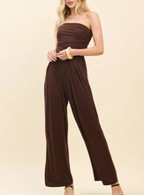 Load image into Gallery viewer, Dana Strapless Ruched Palazzo Jumpsuit - Available In Chocolate Or Black
