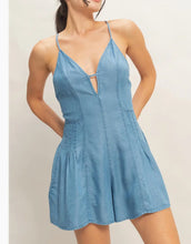 Load image into Gallery viewer, Rebellion Tie Back Denim Shorts Romper
