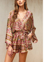 Load image into Gallery viewer, Good As Gold Paisley Print Kimono Romper
