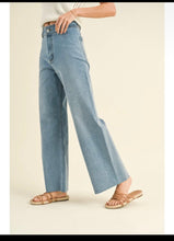 Load image into Gallery viewer, Straight Wide Leg Raw Hem ￼Denim Jeans

