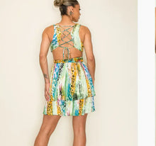 Load image into Gallery viewer, Sheree Cutout Lace Up Tropical Mini Dress
