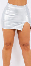 Load image into Gallery viewer, Faux Leather Mini Skirt Available In Pink Or Metallic Silver BOGO free
