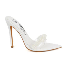 Load image into Gallery viewer, Clear Strap White Pearl Heels
