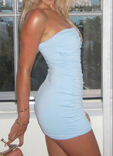 Load image into Gallery viewer, Seaside Strapless Ruched Mini Gold Shell Accent
